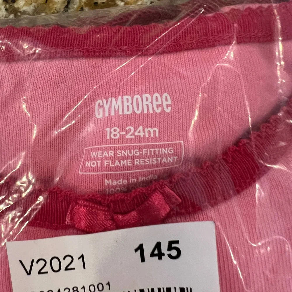 NWT Gymboree Girls Pink & Plaid W/ Embroidered Deer Cotton Pajamas -